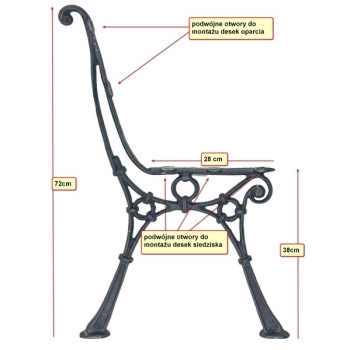 Noga do ławek DUŻA bez/podłok. standard