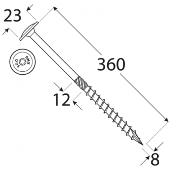 Wkręt ciesielski talerz 8x360
