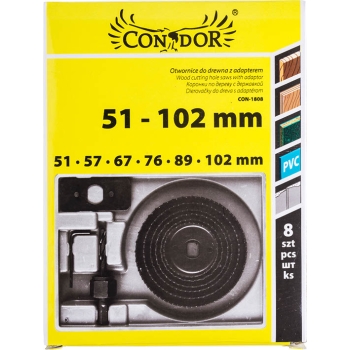 Otwornice do drewna z adapterem 51-102mm Condor